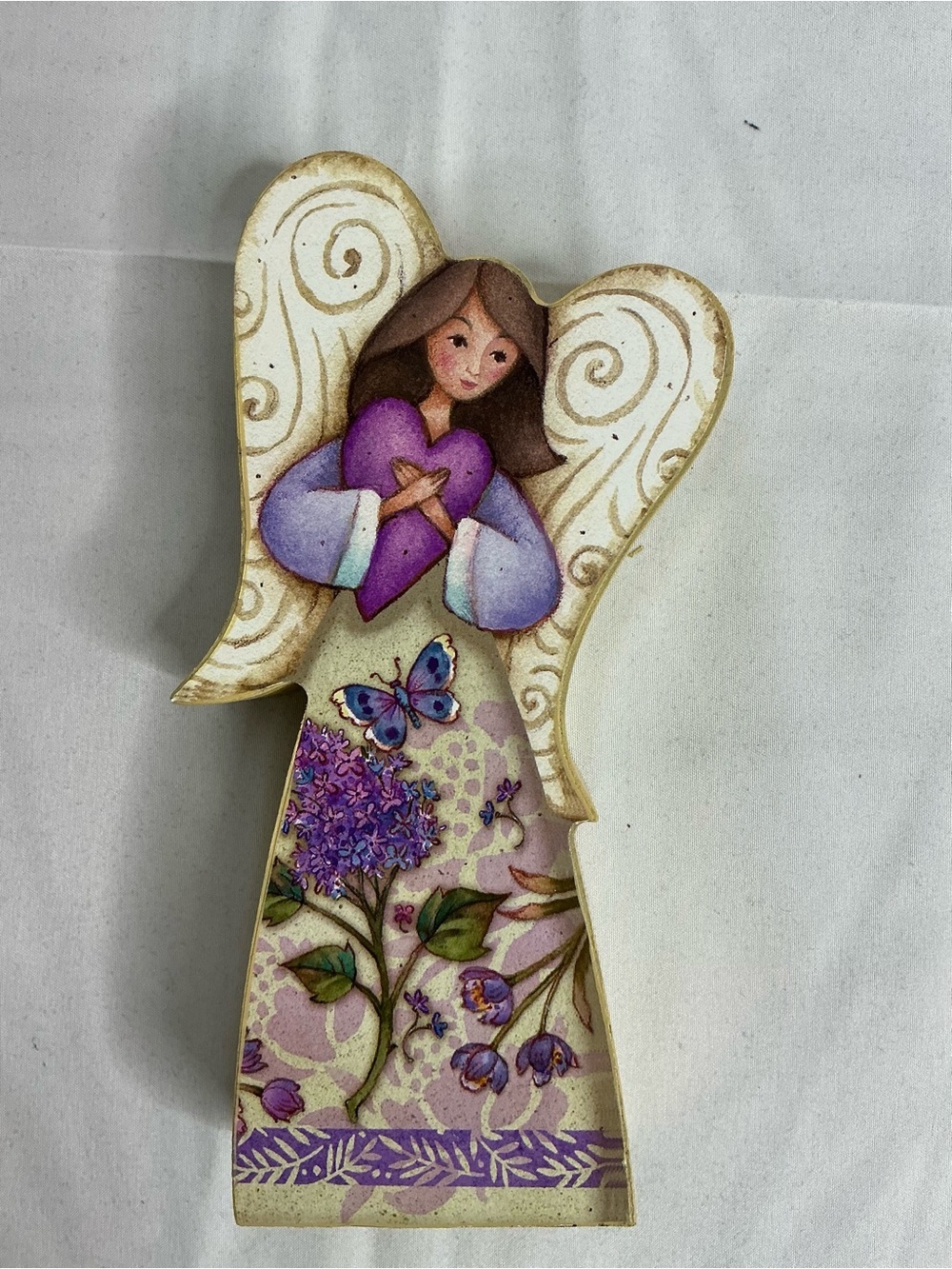 0002 - Decorative Angel Wall Accent in Purple and Cream